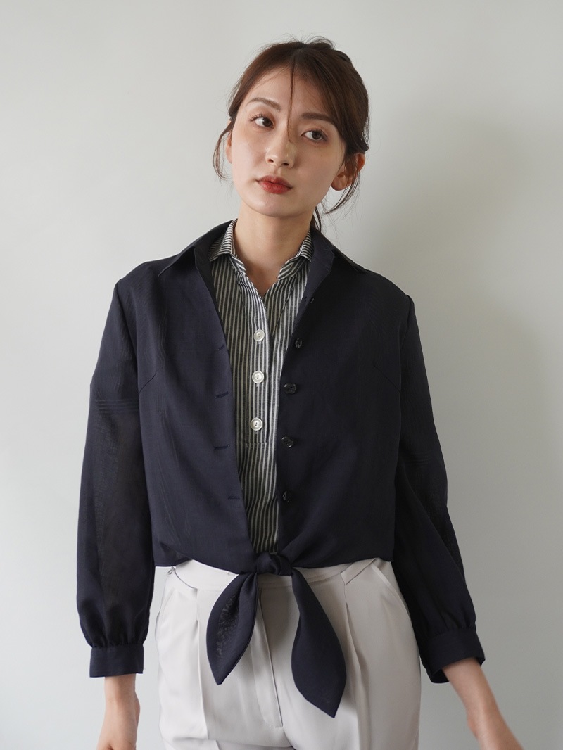 【20％OFF】リネン風ボイルしばりブラウス
