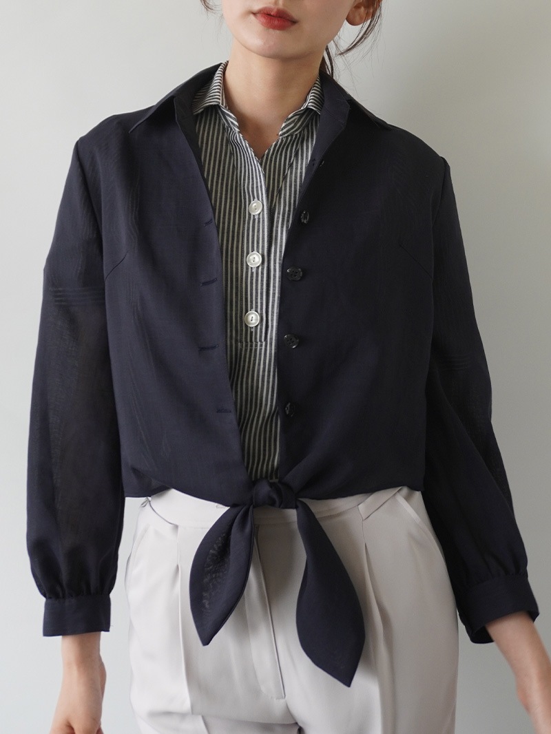 【20％OFF】リネン風ボイルしばりブラウス