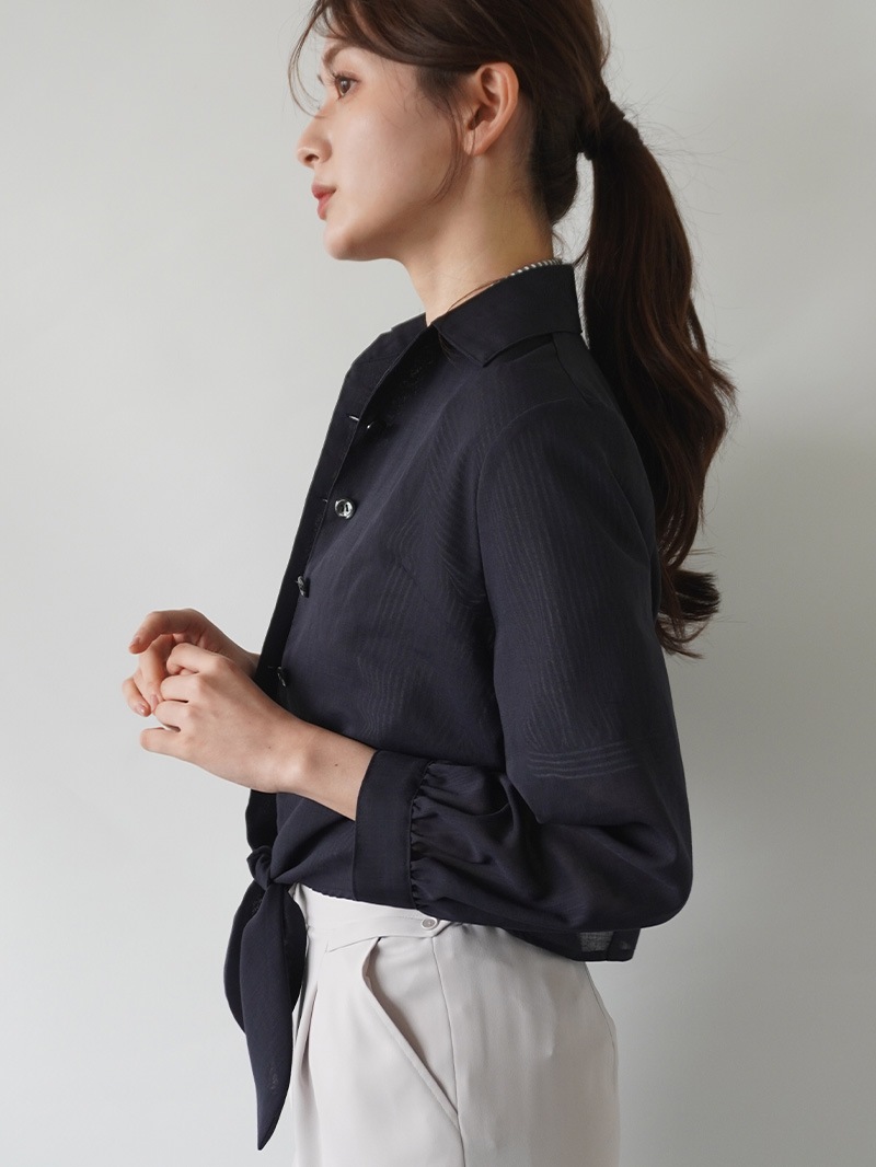 【20％OFF】リネン風ボイルしばりブラウス