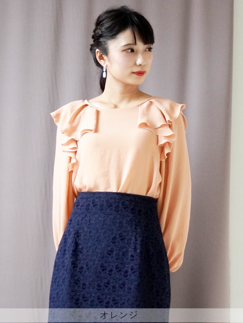 クレールGZ ラッフルブラウス＜アウトレット均一価格＞