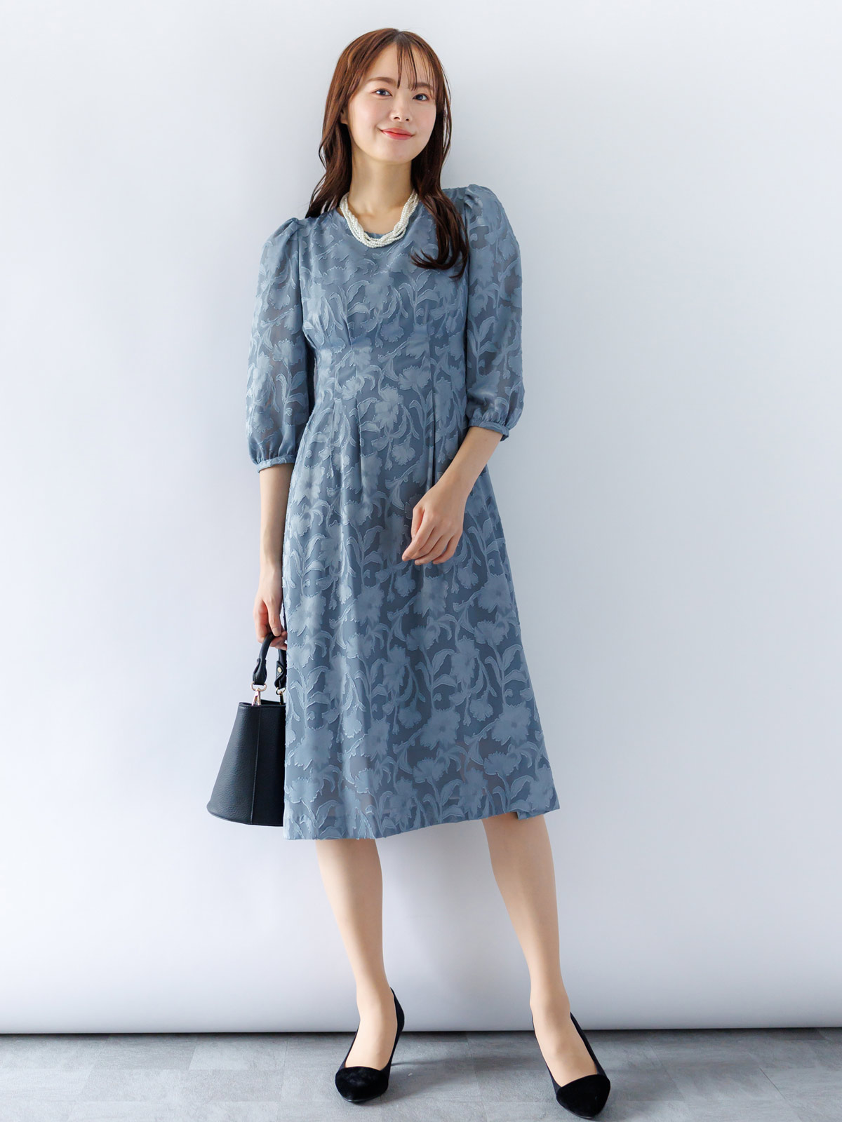 カットジャガードウエストタックワンピース