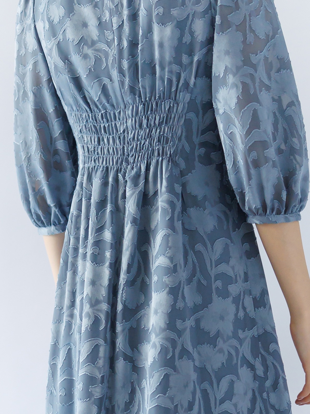 カットジャガードウエストタックワンピース