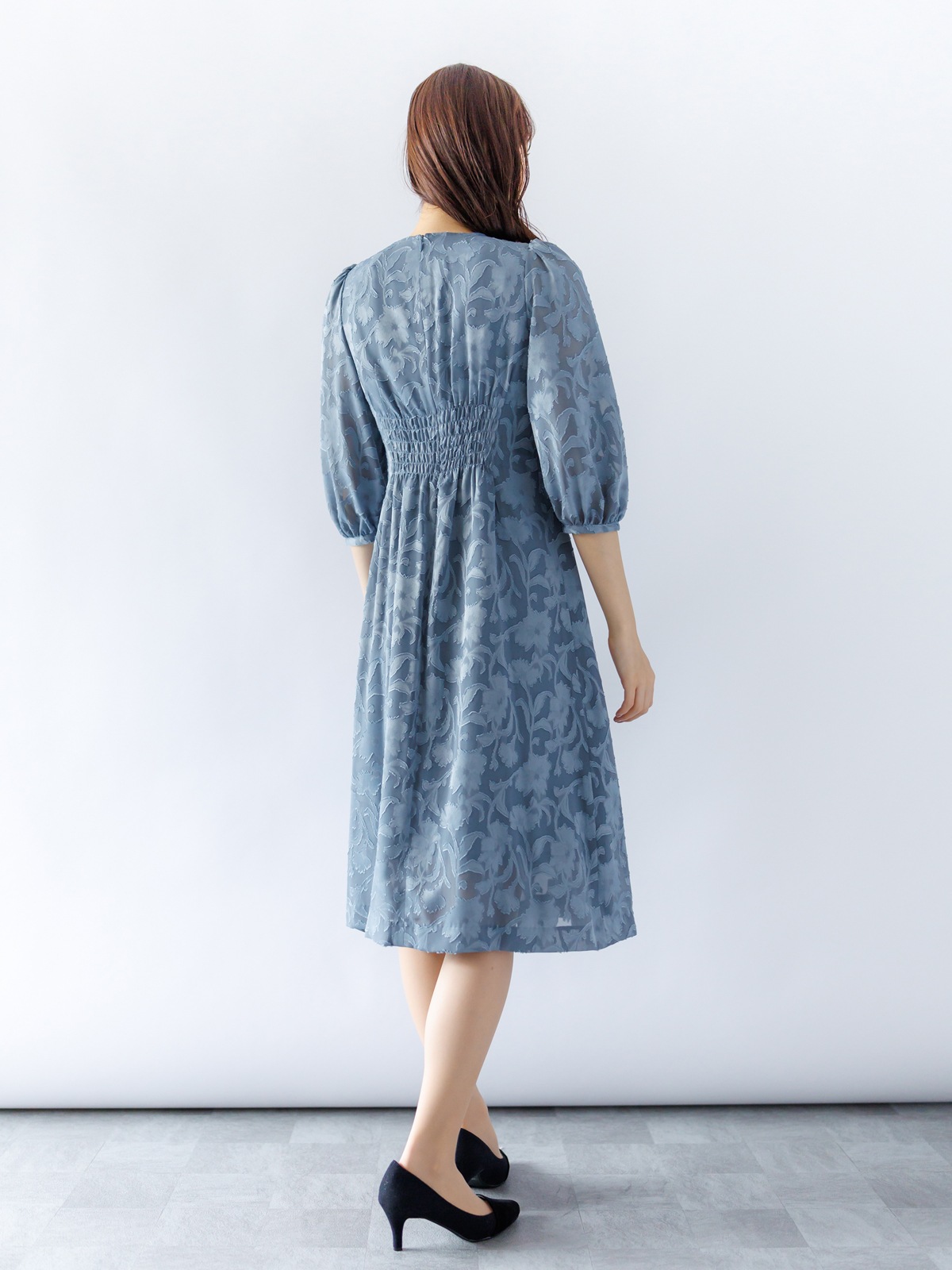 カットジャガードウエストタックワンピース