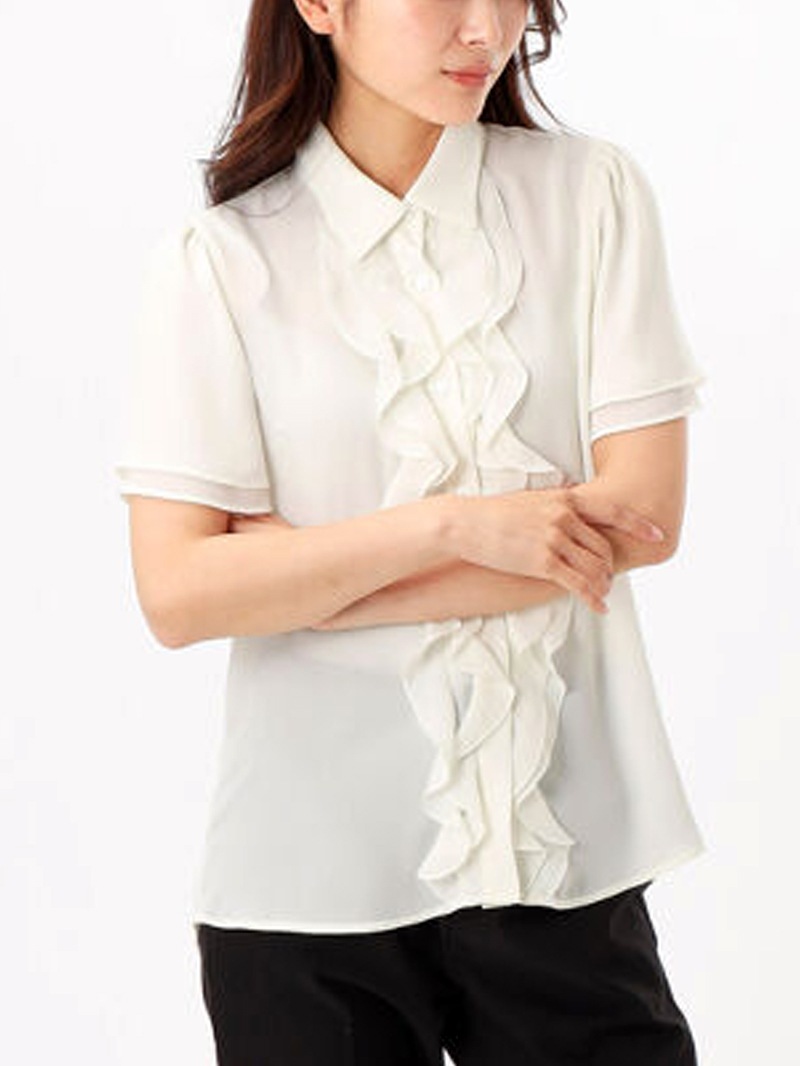 【SUMMER SALE】ジョーゼット前立ラッフルブラウス