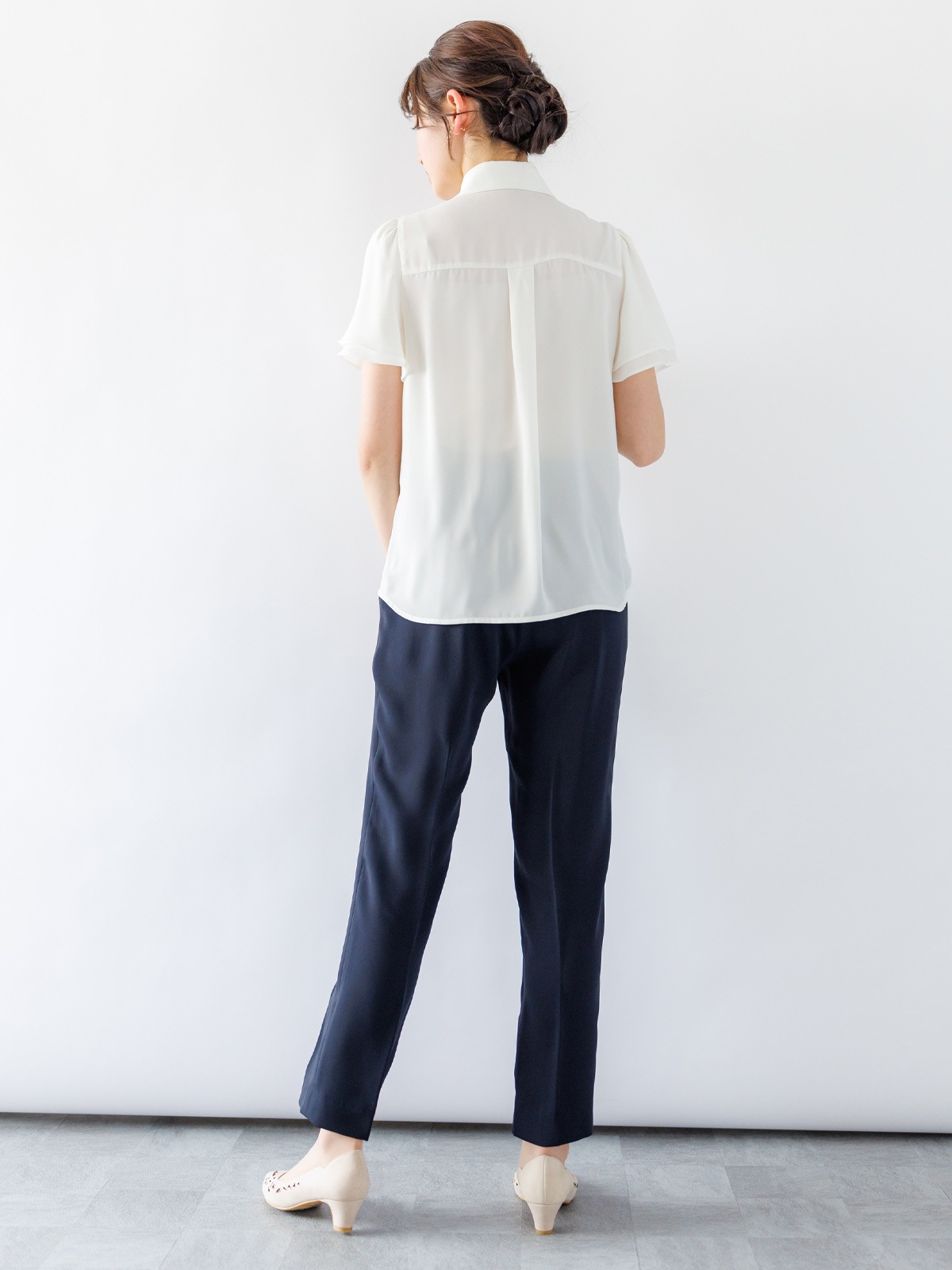 【SUMMER SALE】ジョーゼット前立ラッフルブラウス