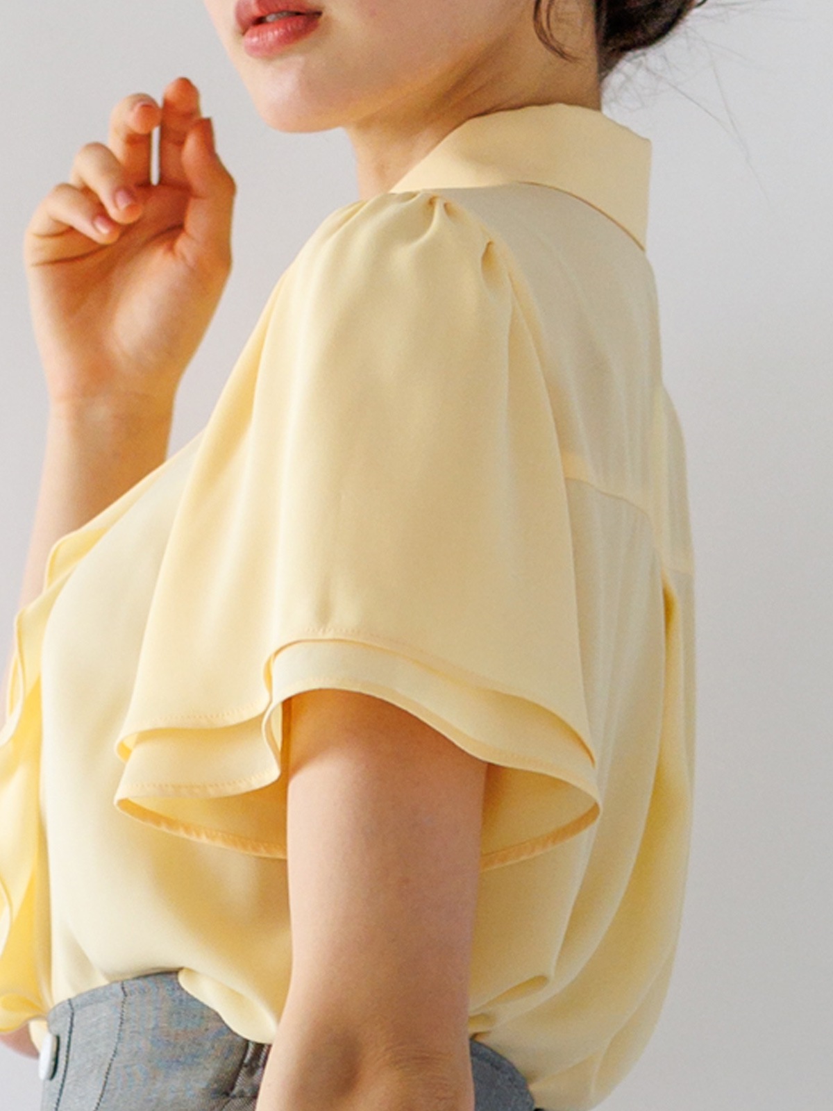 【SUMMER SALE】ジョーゼット前立ラッフルブラウス