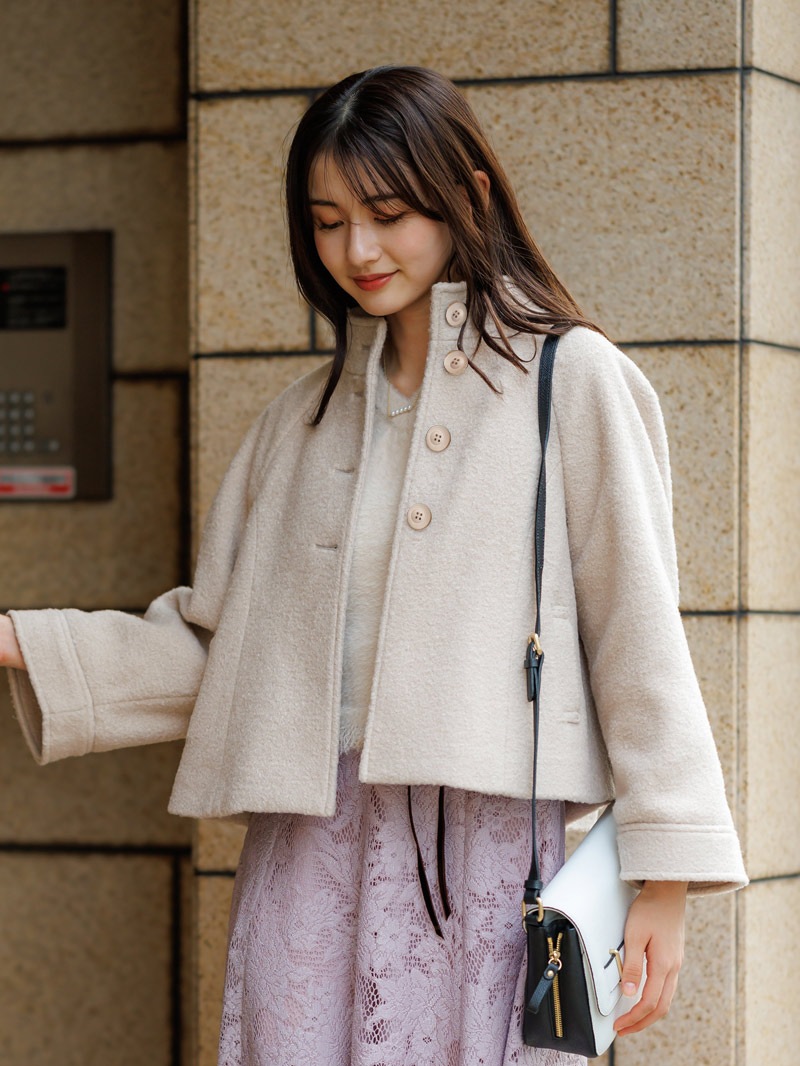 【50%OFF】ブークレスタンドカラーAラインコート