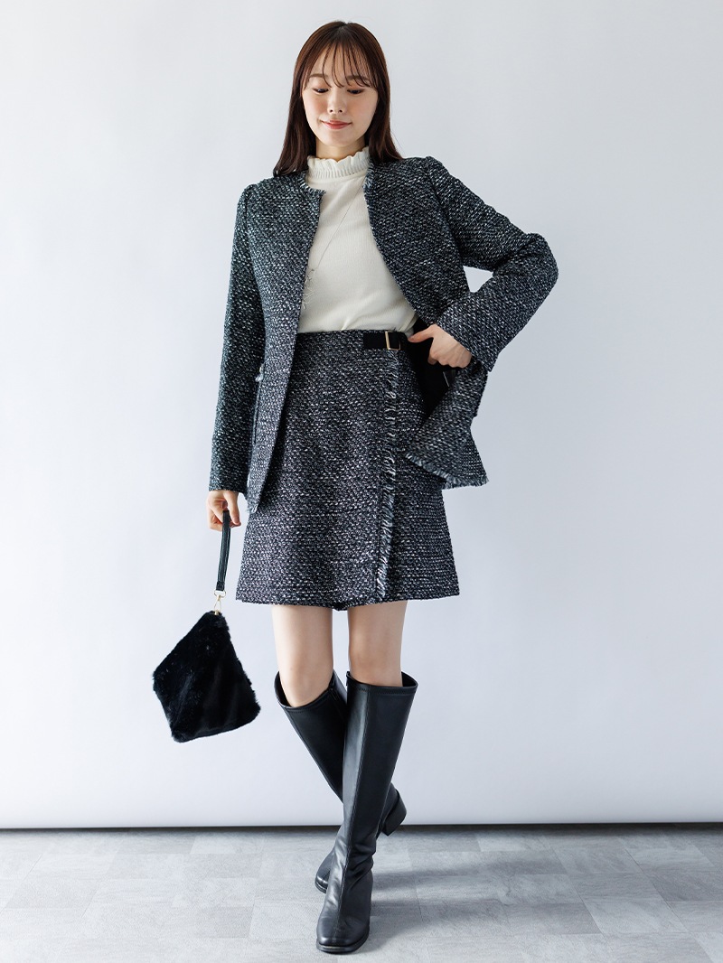 【60%OFF】ツイードフリンジキュロット