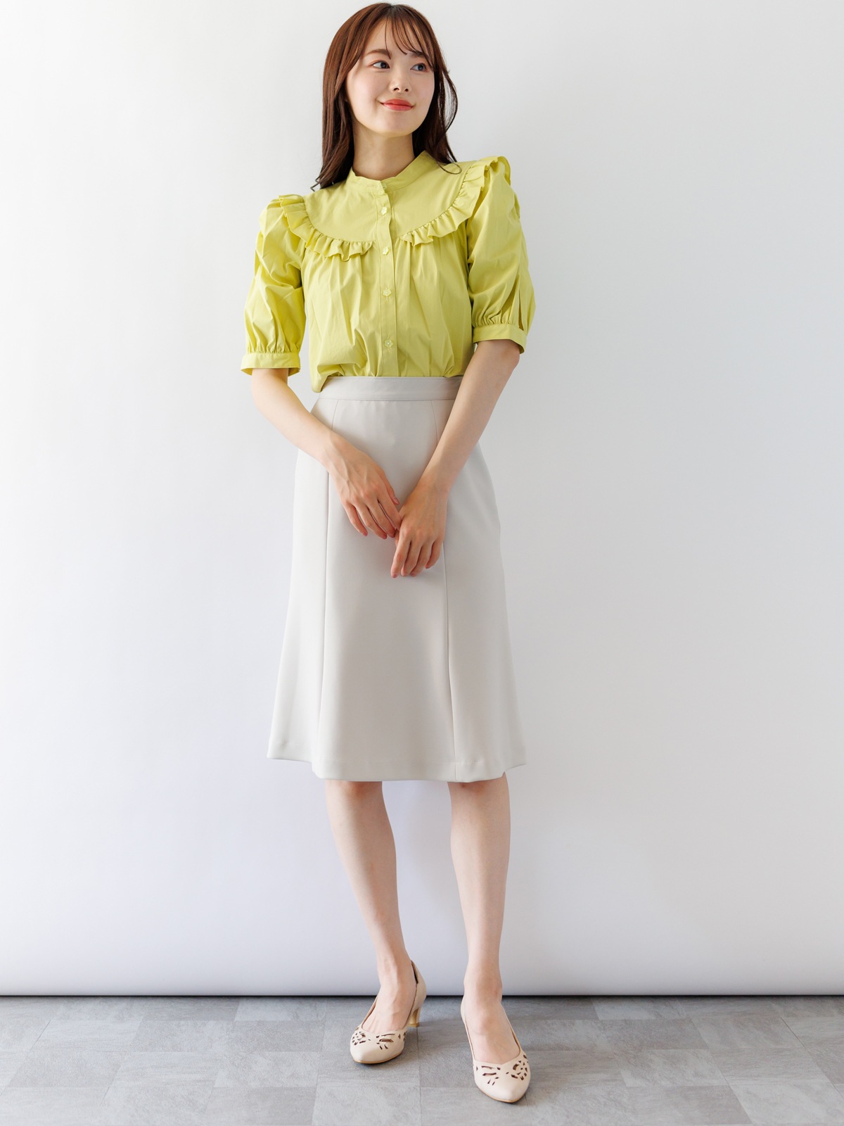 【在庫8本以下】アクアスーチングひざ丈マーメイドスカート