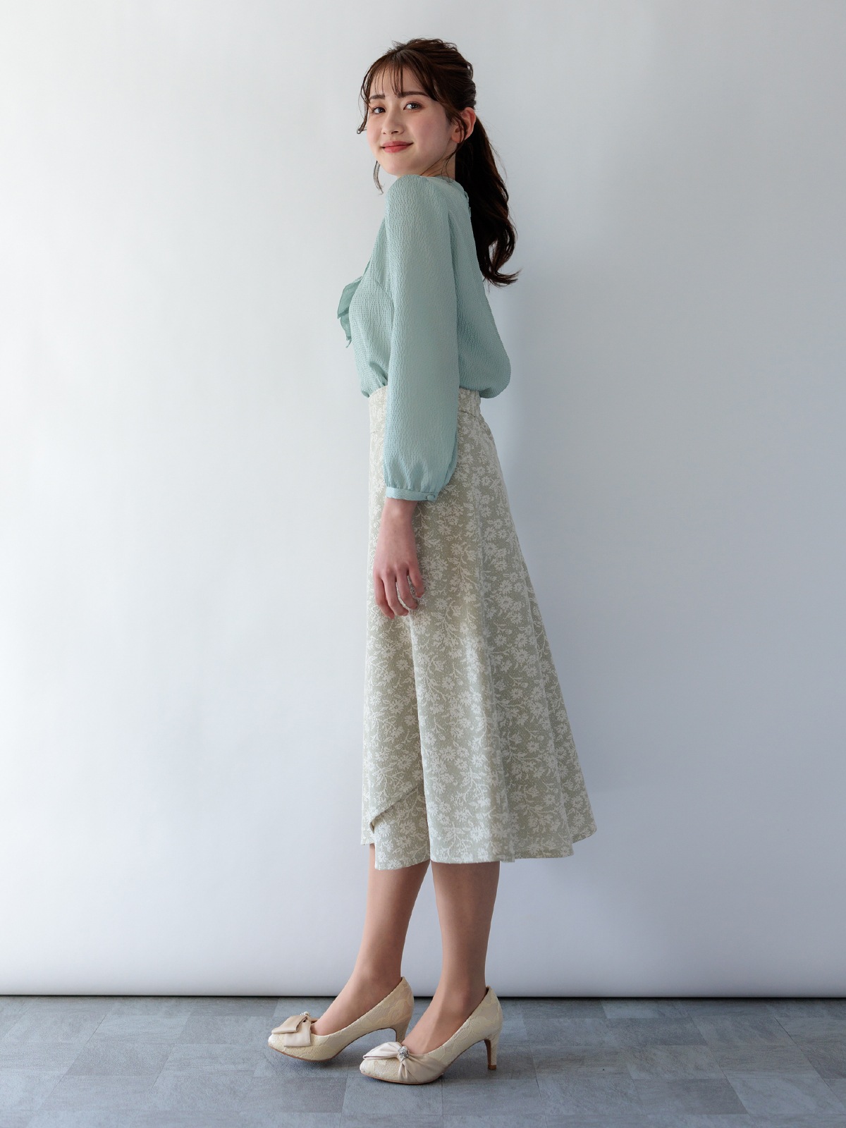 均一価格】杢調ジャガード巻風フレアースカート＜春夏物アウトレット