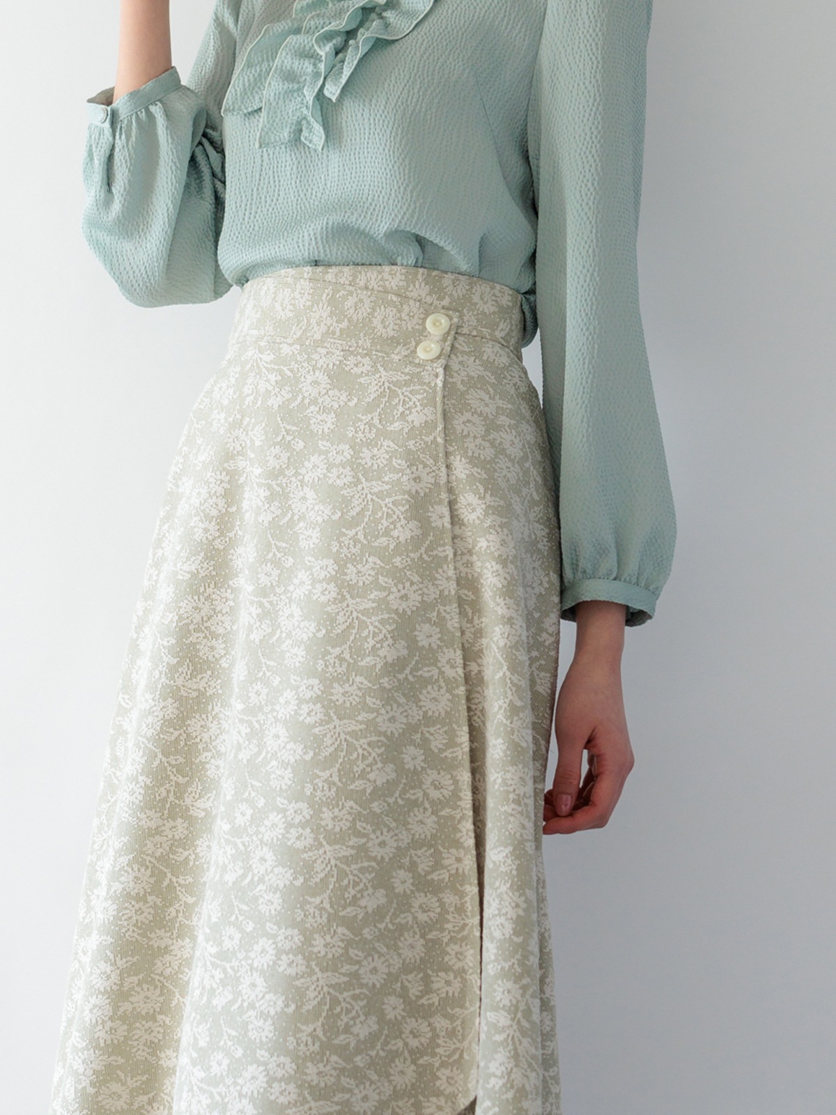 均一価格】杢調ジャガード巻風フレアースカート＜春夏物アウトレット