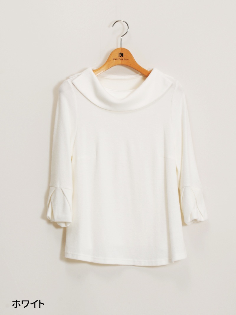 衿付き袖口タックカットソー＜アウトレット均一価格＞