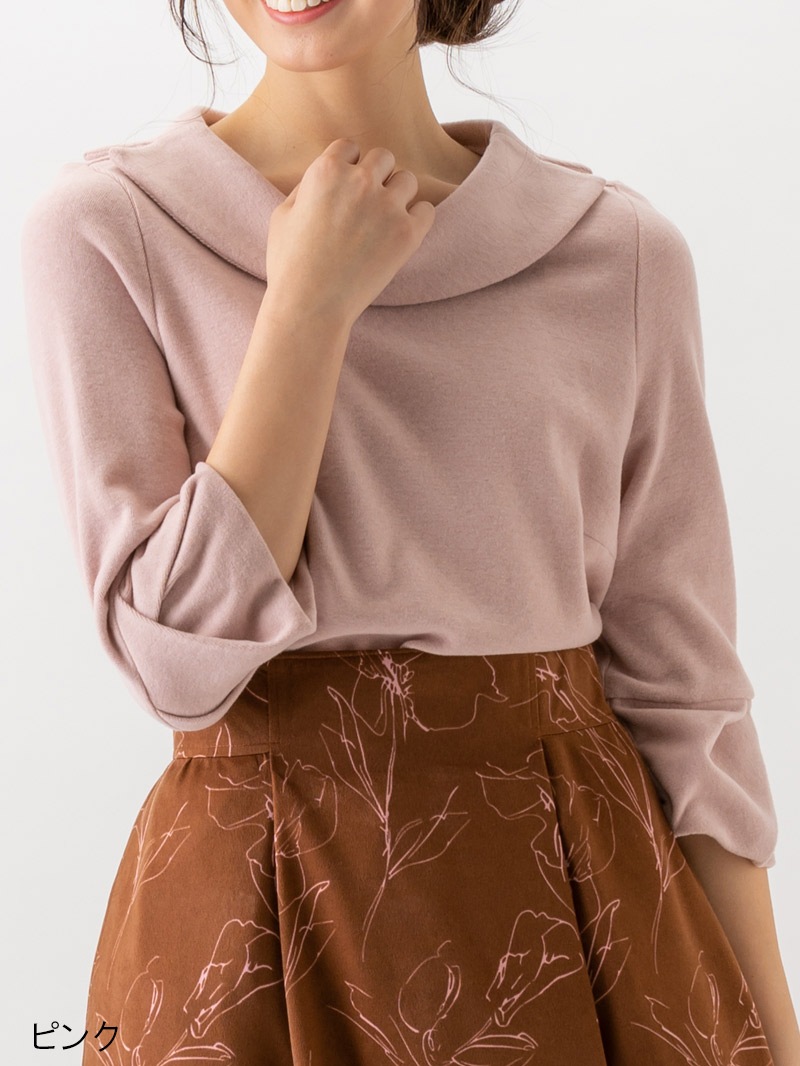 衿付き袖口タックカットソー＜アウトレット均一価格＞