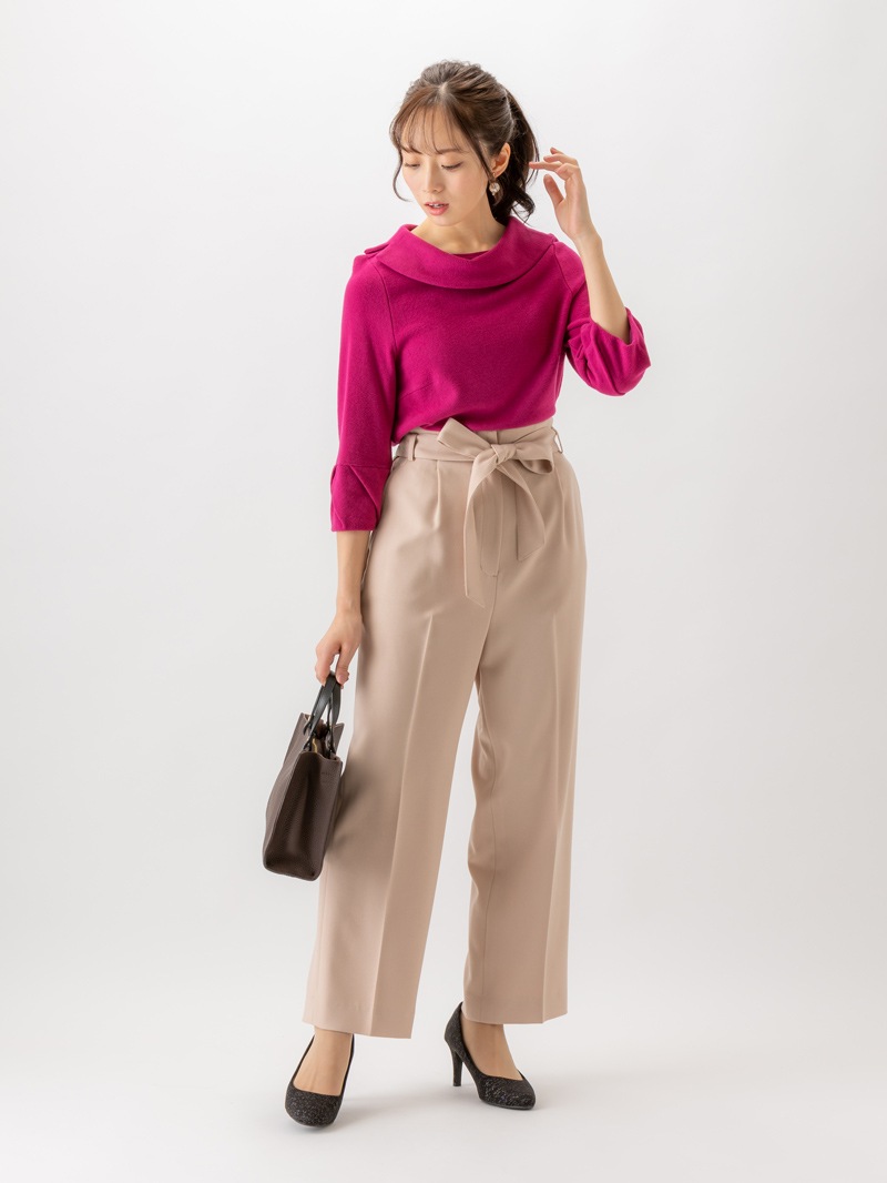 衿付き袖口タックカットソー＜アウトレット均一価格＞