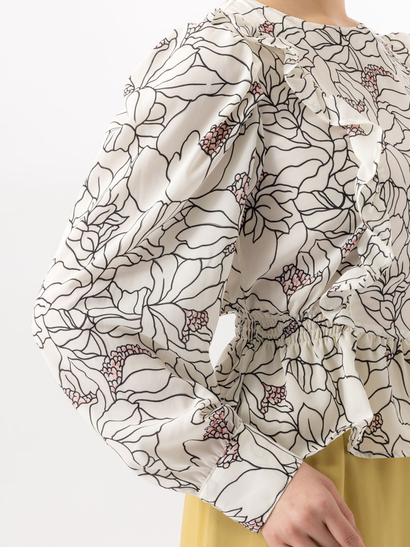 50 Off 線画花柄プリントフリル付ブラウス Karlparklane Style Online Shop