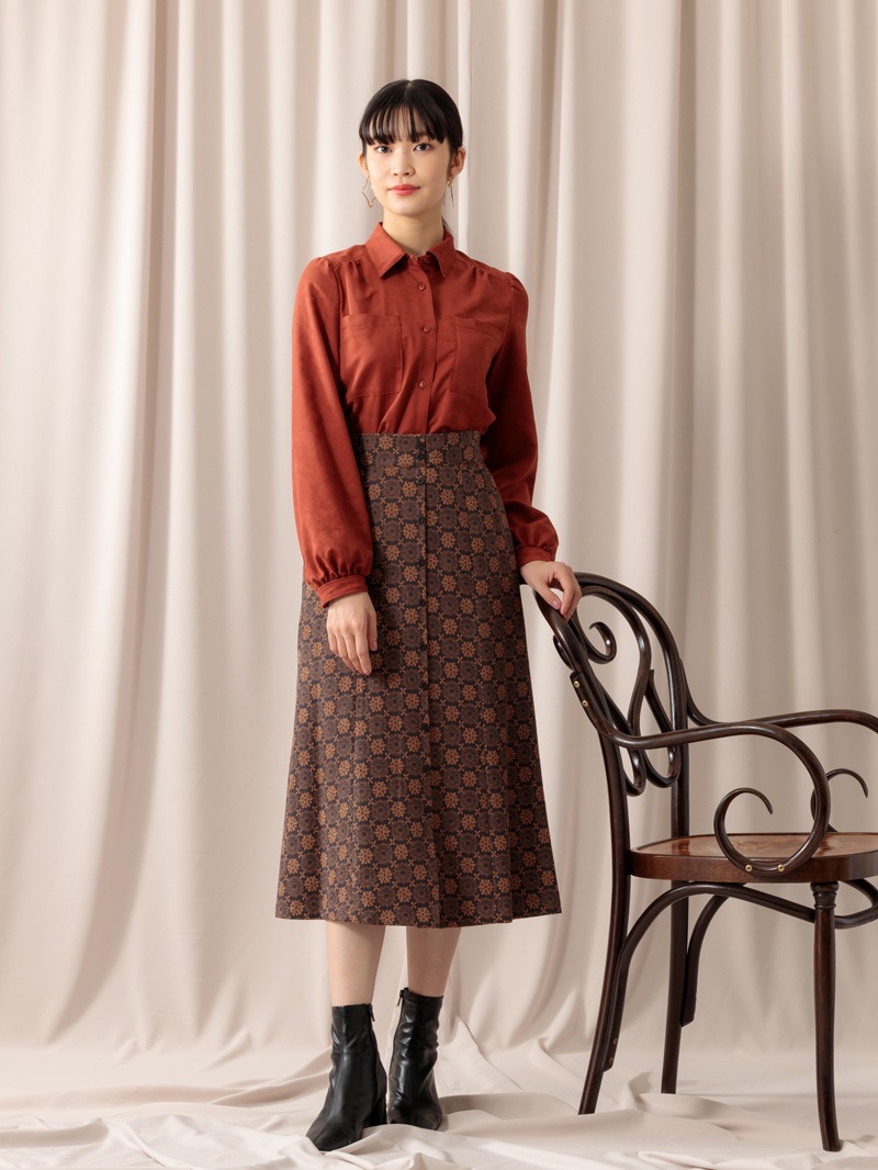 スェード ビッグスリーブシャツ<アウトレット均一価格>