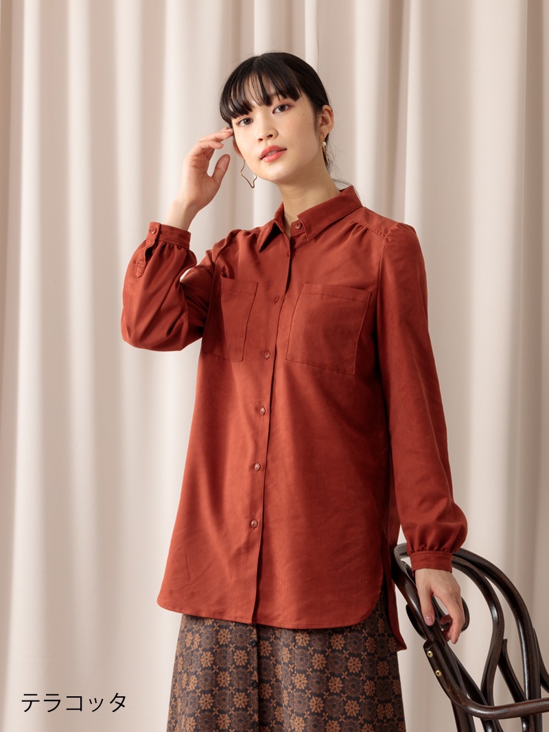 スェード ビッグスリーブシャツ<アウトレット均一価格>
