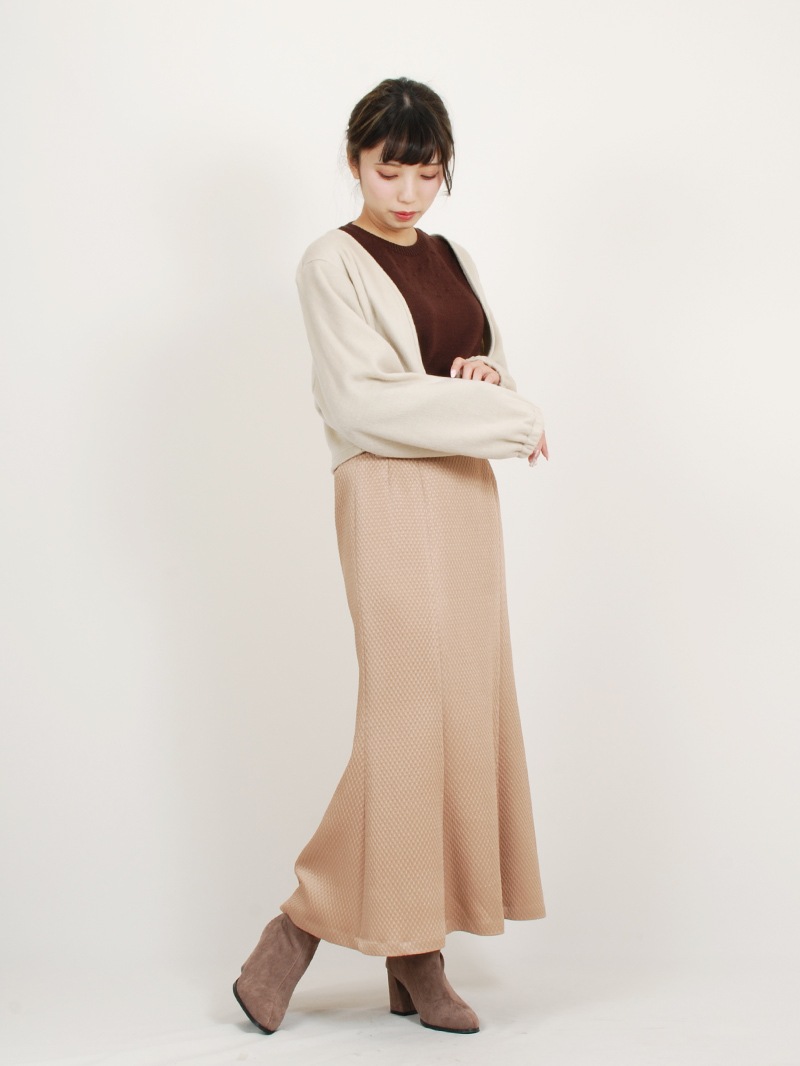 パトリオットドット柄編み丸首パフ袖ニット＜アウトレット均一価格＞