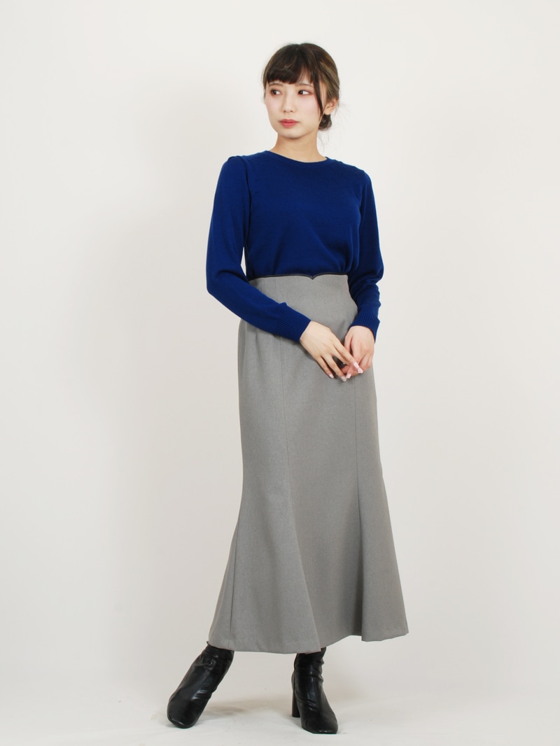 パトリオットドット柄編み丸首パフ袖ニット＜アウトレット均一価格＞