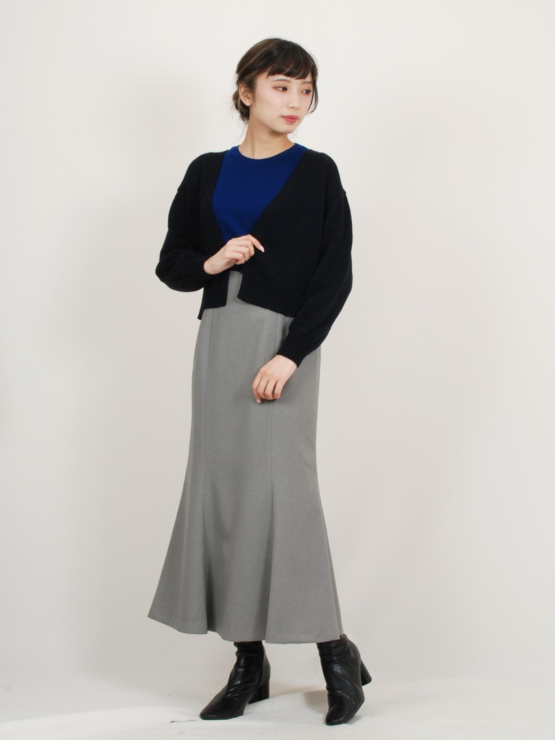 パトリオットドット柄編み丸首パフ袖ニット＜アウトレット均一価格＞