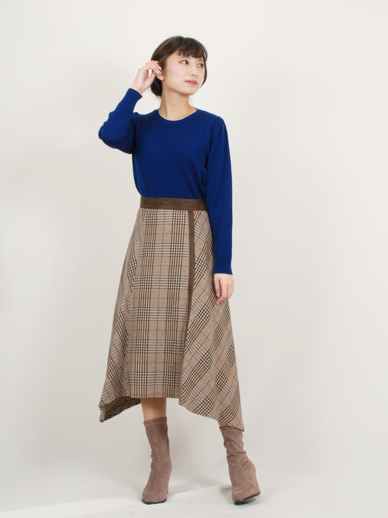 パトリオットドット柄編み丸首パフ袖ニット＜アウトレット均一価格＞