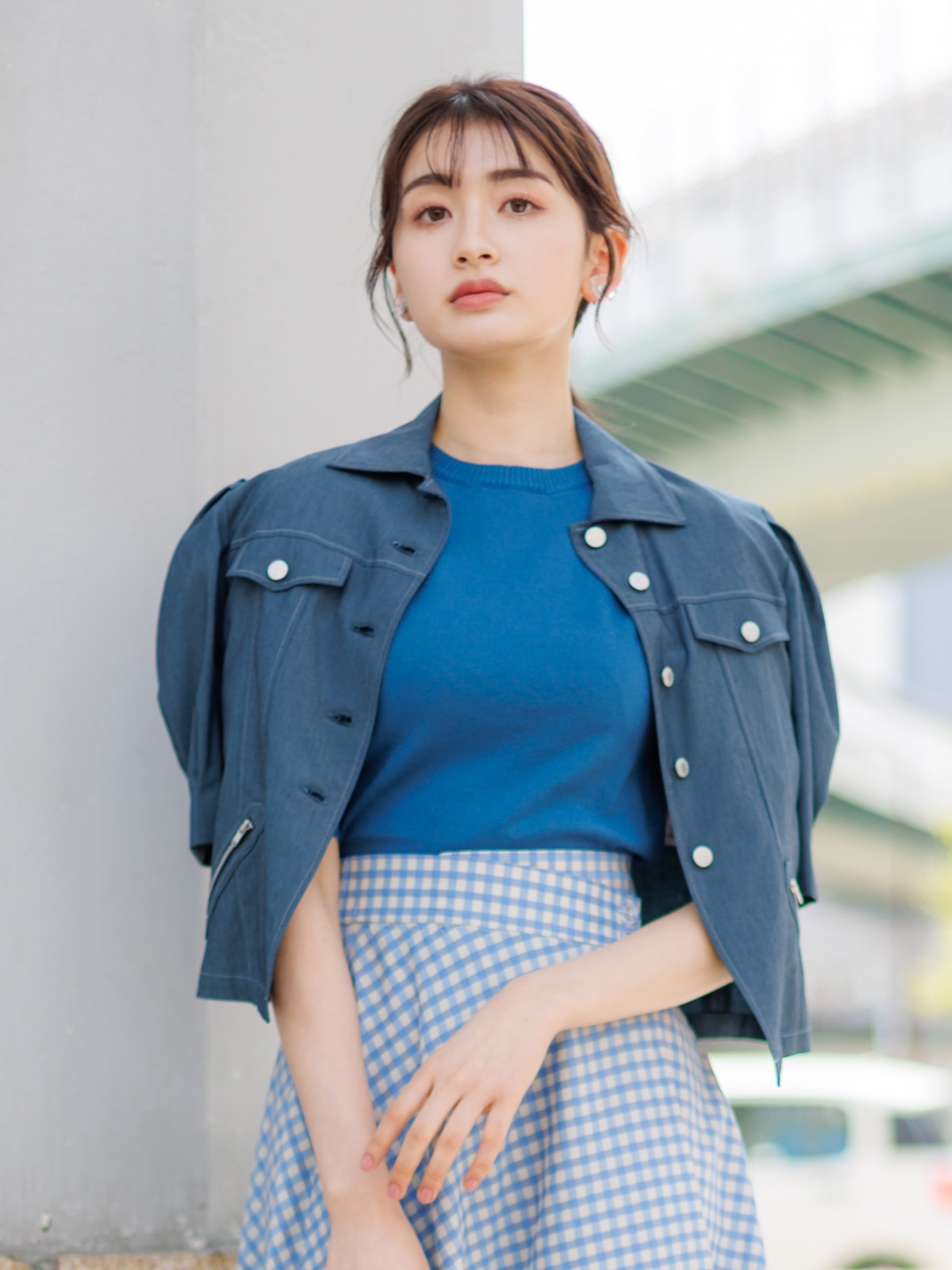 麻混半袖ブルゾン