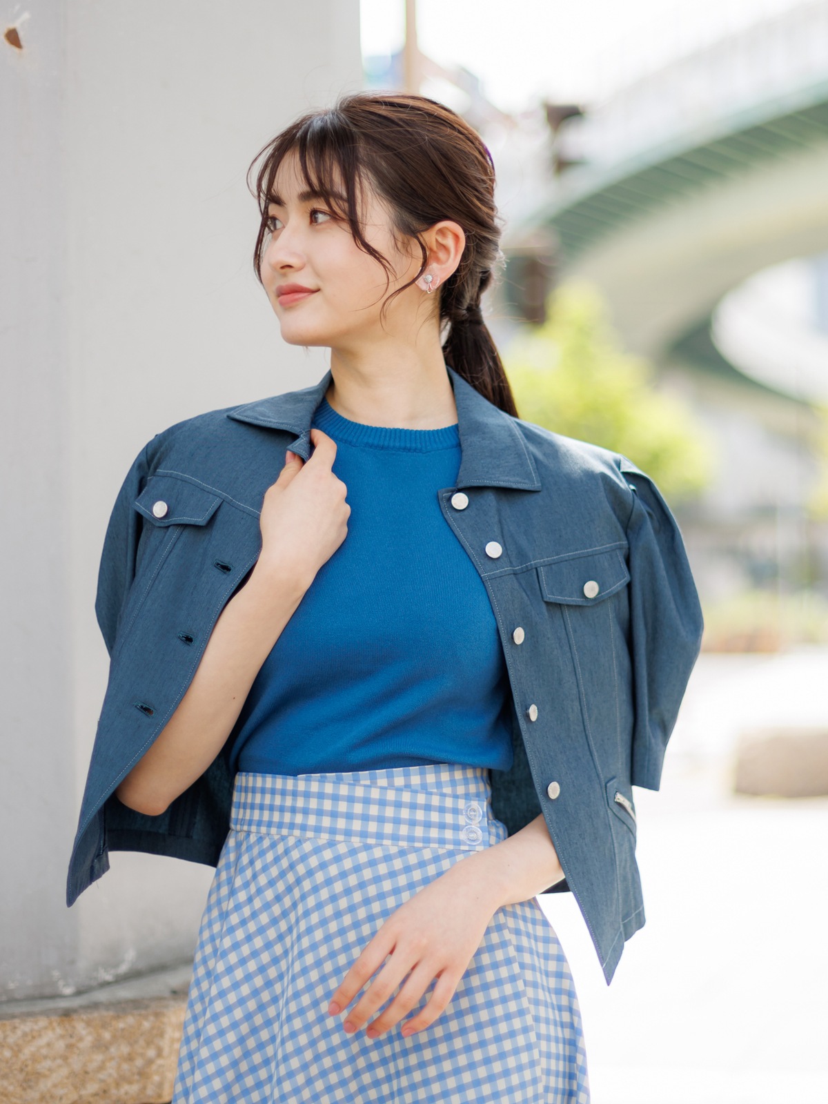 麻混半袖ブルゾン