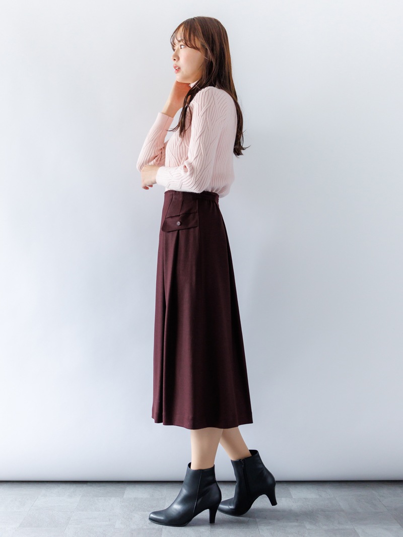 ニットタックスカート［丈65㎝以上］