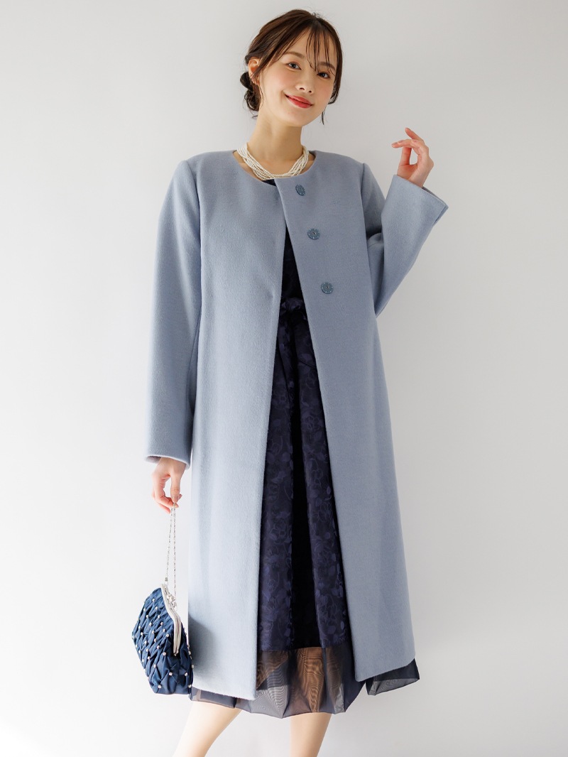 【50%OFF】ブラッシュビーバーライトノーカラーロングコート