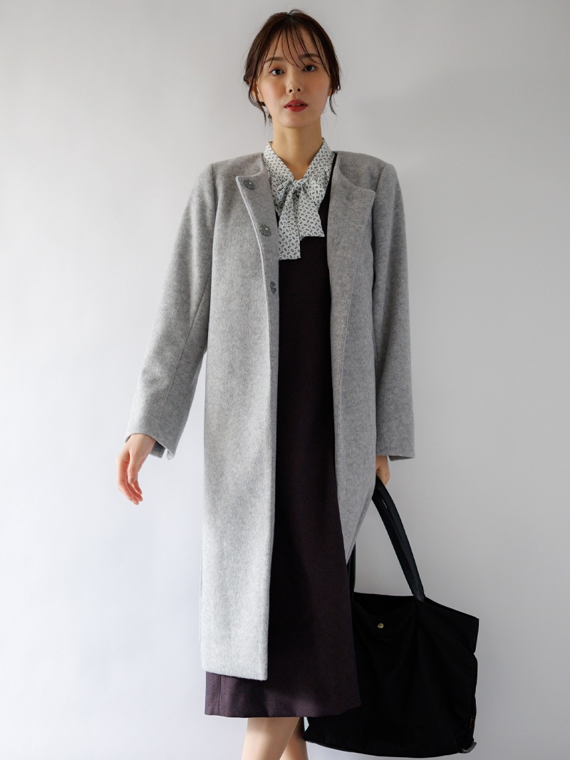 【50%OFF】ブラッシュビーバーライトノーカラーロングコート