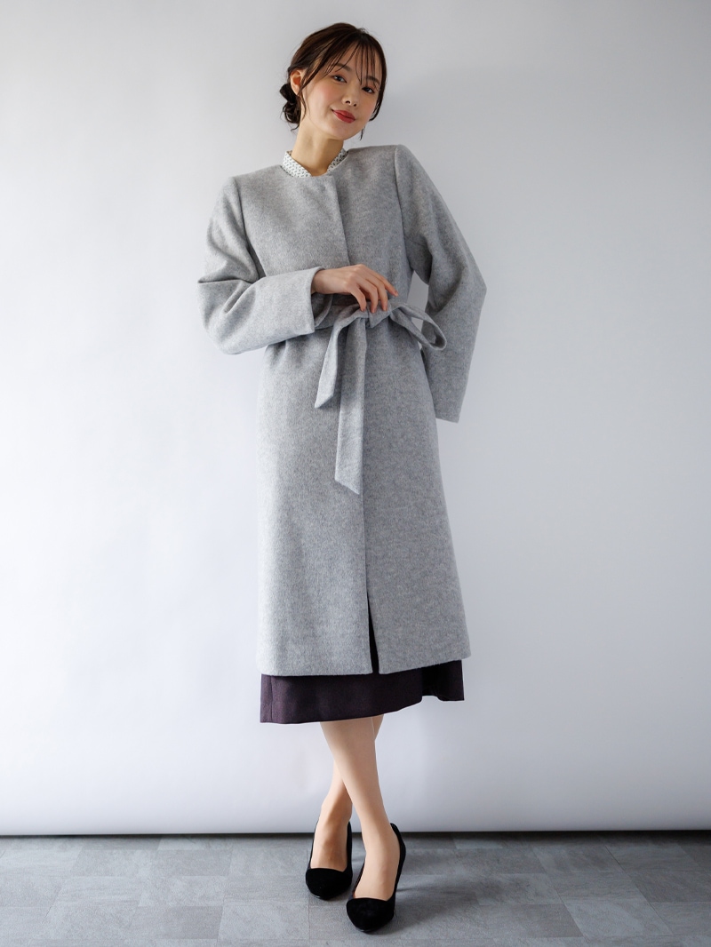 【50%OFF】ブラッシュビーバーライトノーカラーロングコート