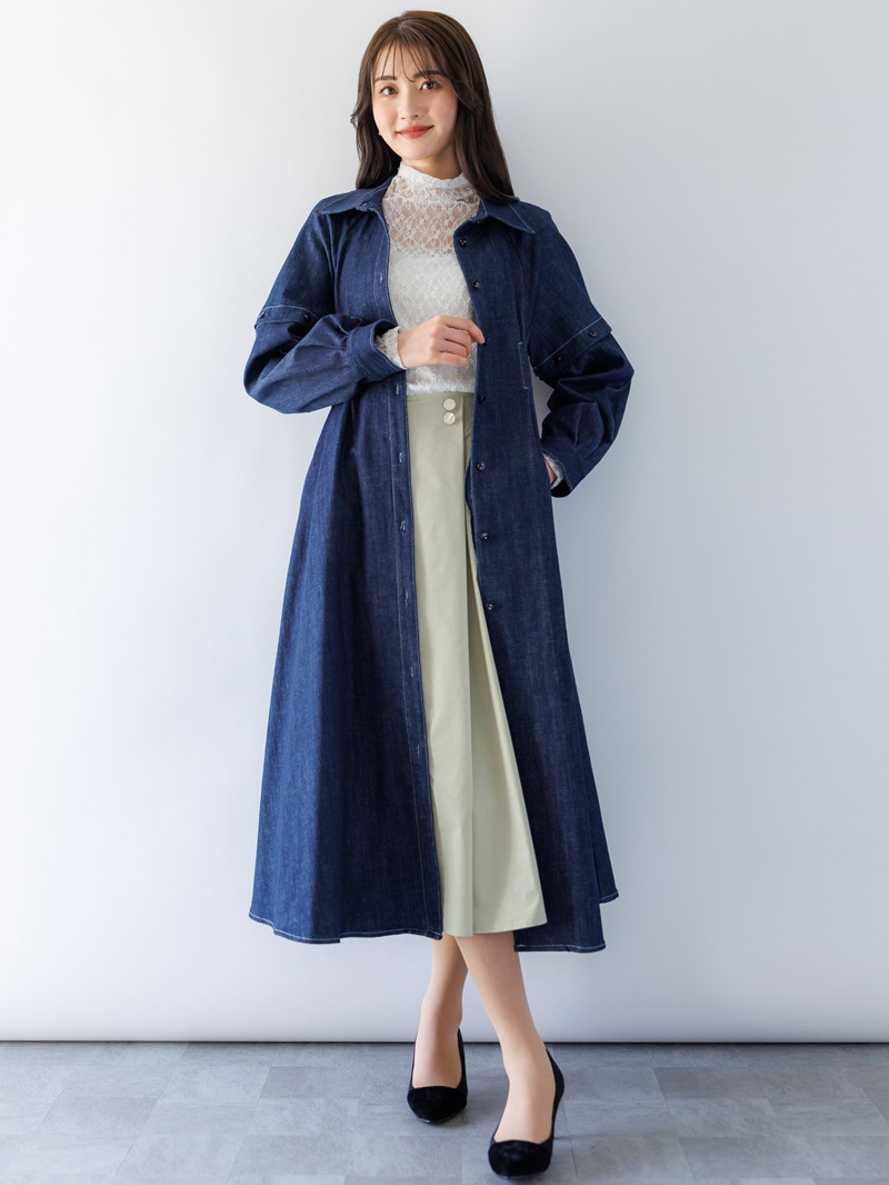 【50％OFF】デニム袖取外しロングハオリ