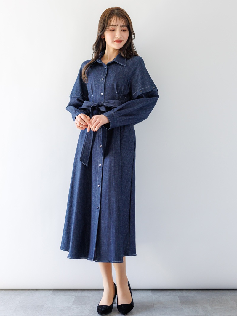 【50％OFF】デニム袖取外しロングハオリ