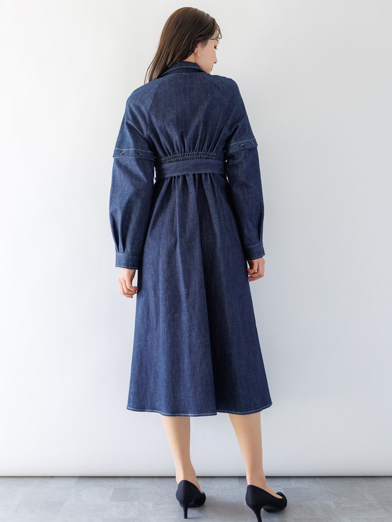 【50％OFF】デニム袖取外しロングハオリ