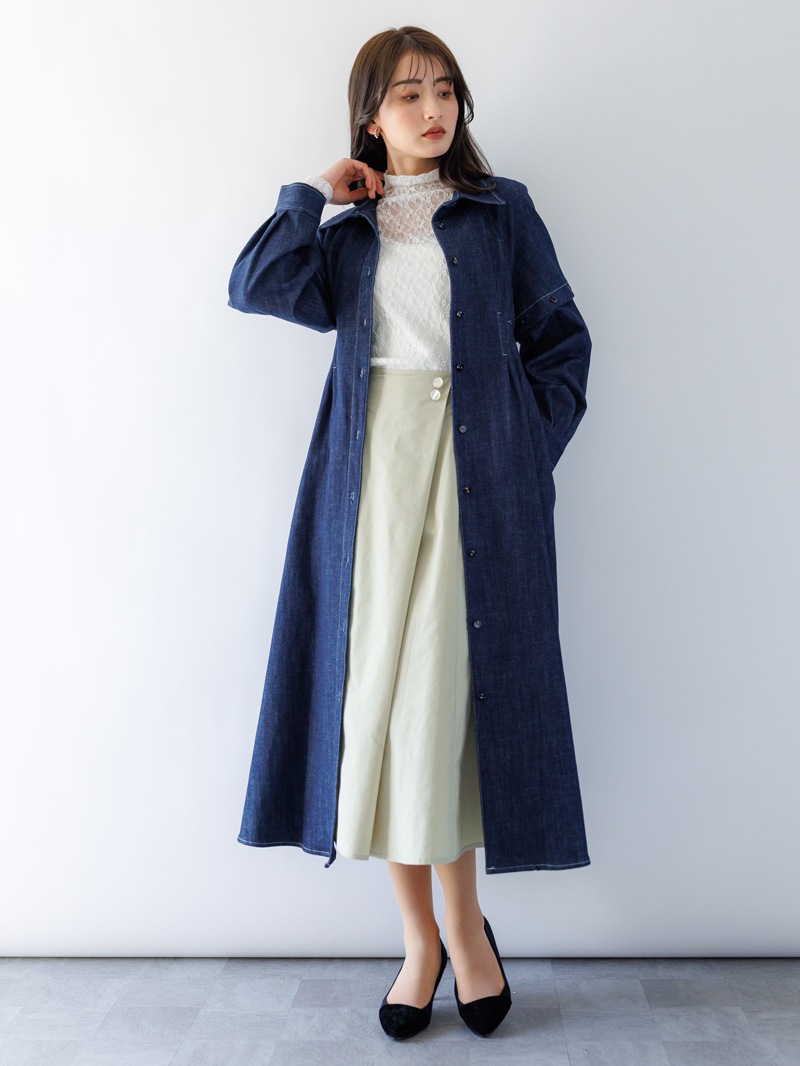 【50％OFF】デニム袖取外しロングハオリ