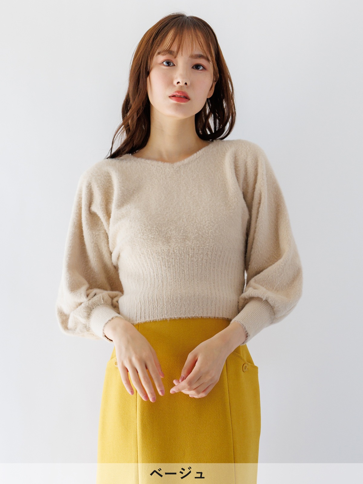 ミンクライクファーVネックドルマンニット＜アウトレット均一価格＞