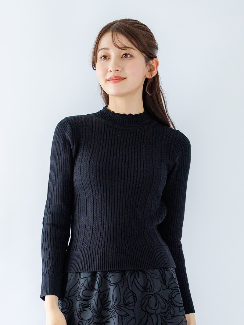 TEATORA ブラック リブ編み ニット TEATORA ブラック リブ編み ニット