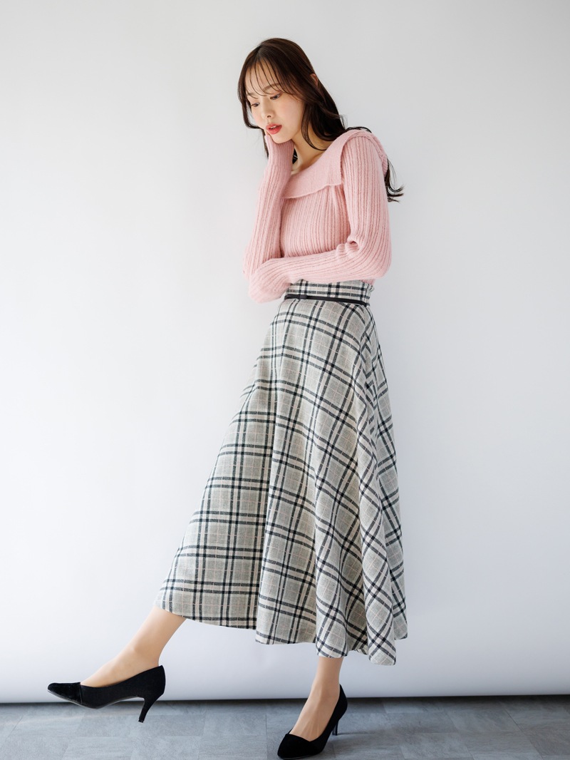 【40%OFF】リブオフショルダーニット