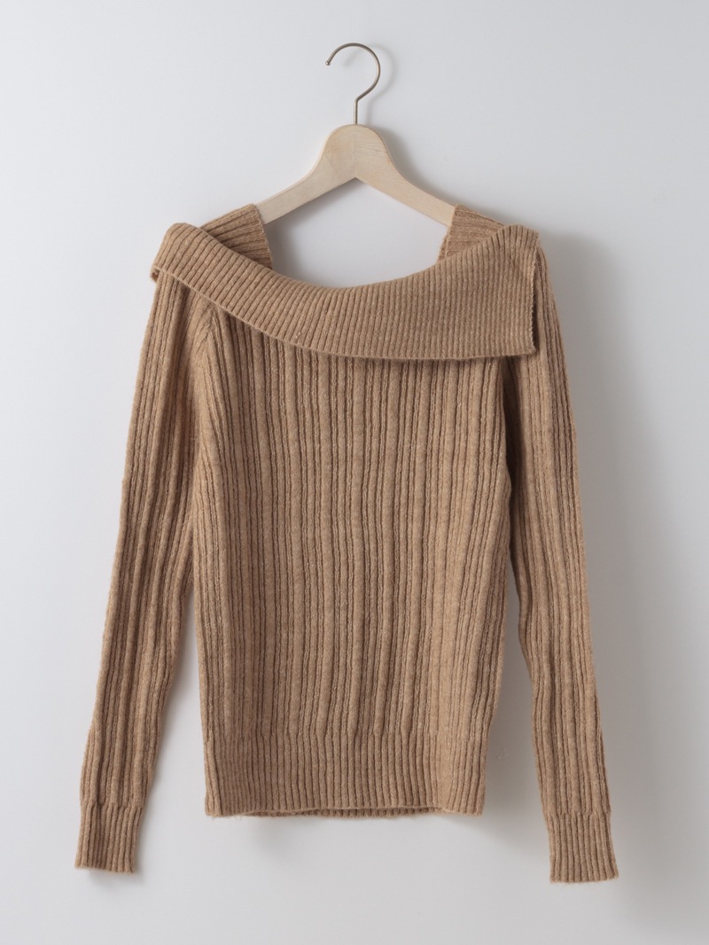 【40%OFF】リブオフショルダーニット