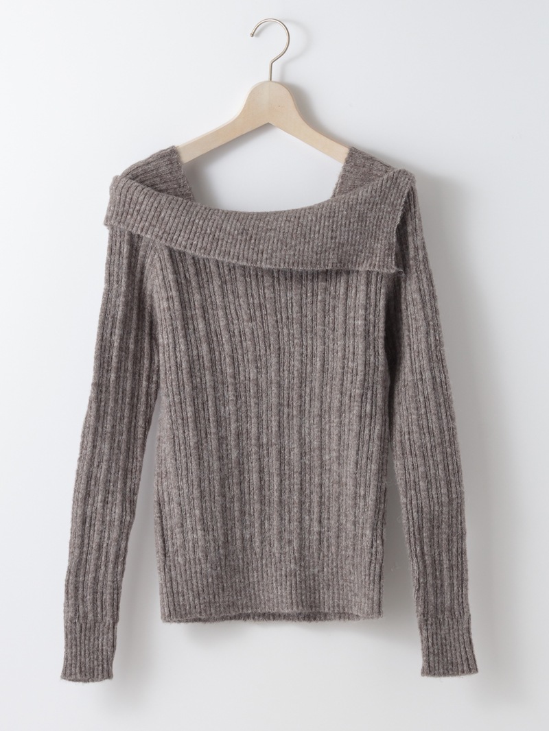 【40%OFF】リブオフショルダーニット