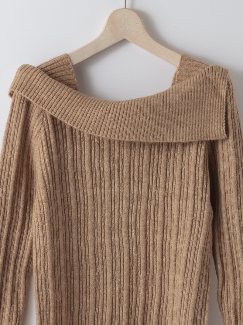 【40%OFF】リブオフショルダーニット