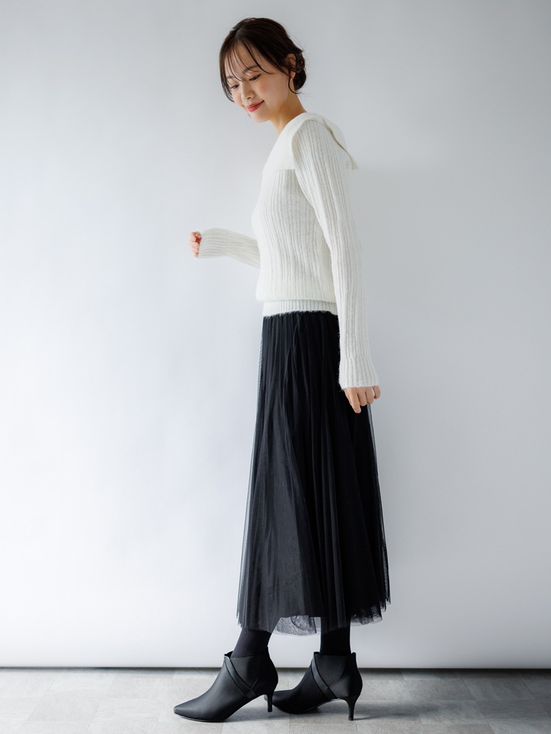 【40%OFF】リブオフショルダーニット