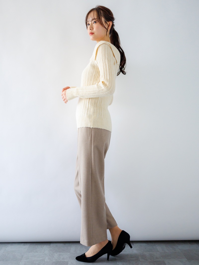 【40%OFF】リブオフショルダーニット