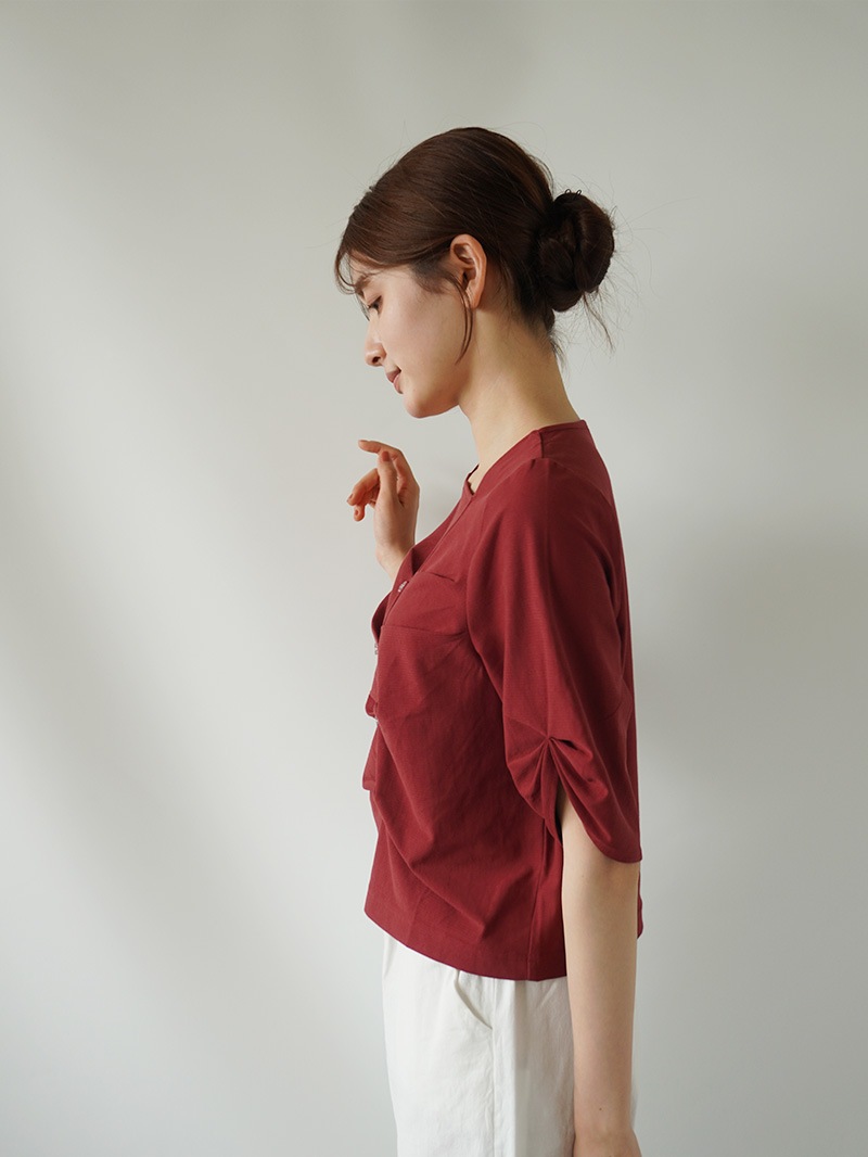 【30%OFF】アシンメトリー前タックプルオーバー