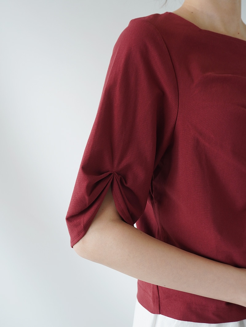 【30%OFF】アシンメトリー前タックプルオーバー