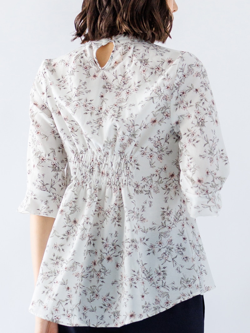 【WEB限定70％OFF】プリント立衿チュニックブラウス