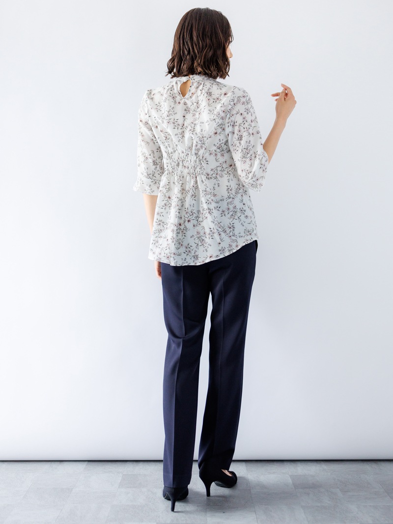 【WEB限定70％OFF】プリント立衿チュニックブラウス