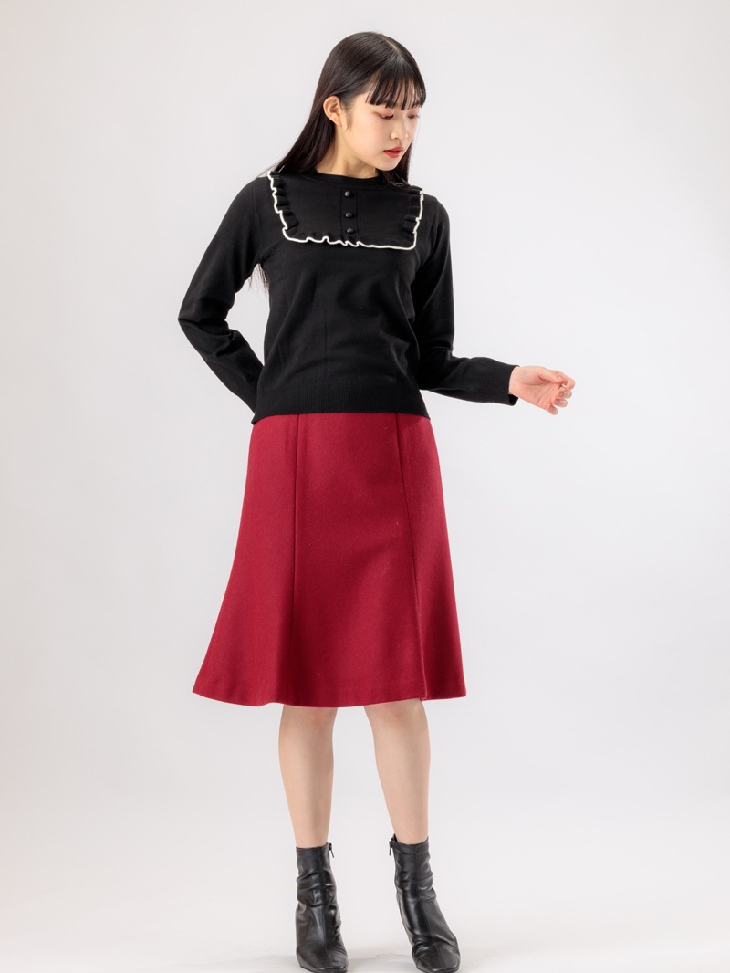 12G 配色ビブディテールニット＜アウトレット均一価格＞