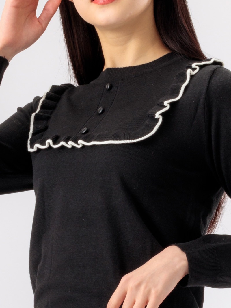 12G 配色ビブディテールニット＜アウトレット均一価格＞