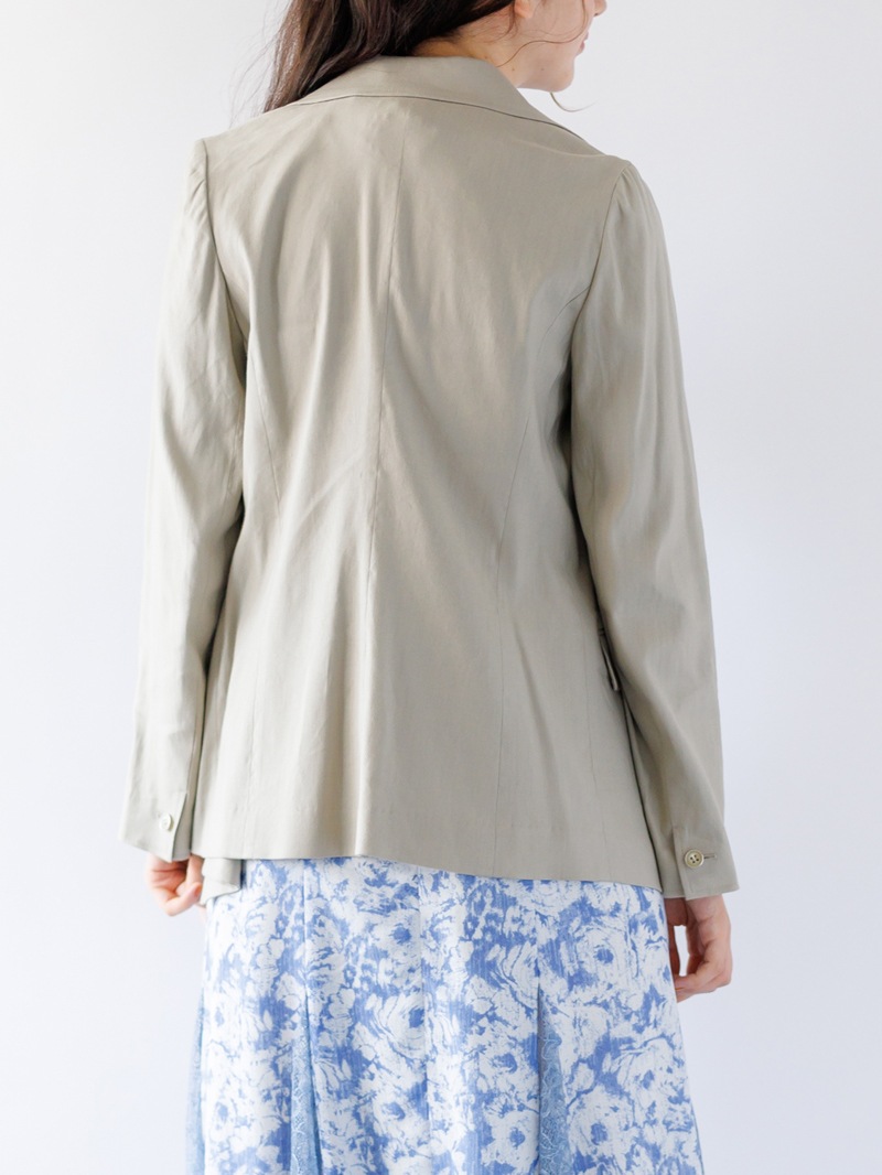 【50%OFF】ビスコース麻ストレッチWブレストピークドラペルジャケット